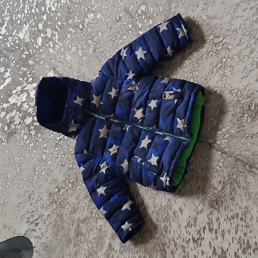Mini Boden Star Print Puffer Coat Sz6-7